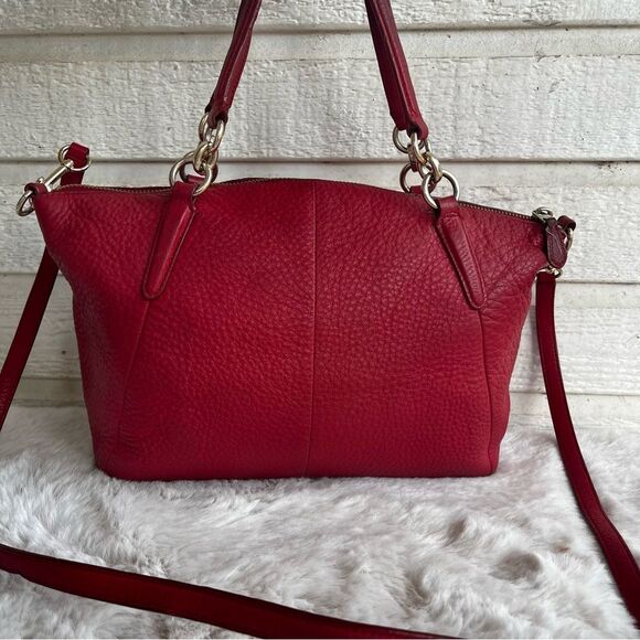 COACH Red Leather Kelsey Prairie Satchel Tote Crossbody - Picture 6 of 10